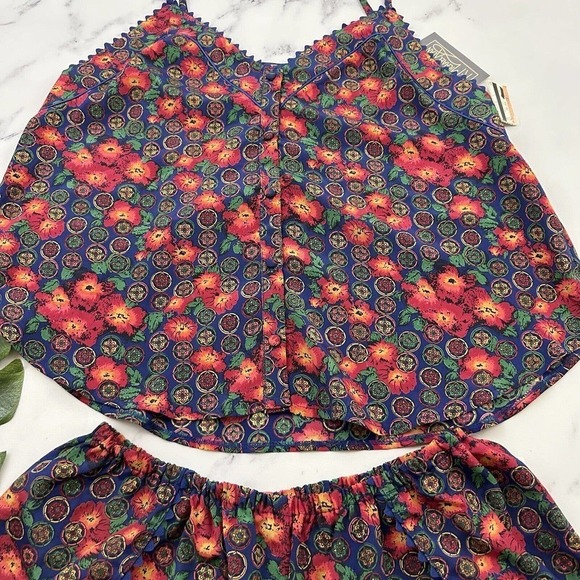 R Michael Alan Womens Vintage 3 Piece Pajama Set Size M NOS Red Blue Robe Pjs - Picture 9 of 16